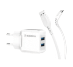 Kit Carregador USB Duplo e Cabo Micro USB Flexível Certificado ANATEL