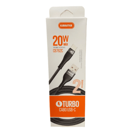 Cabo Tipo-C de 2m com carregamento rápido – Kimaster (CB762C)