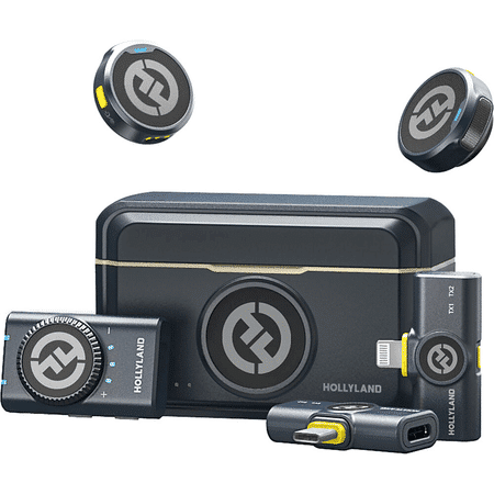 Sistema-Microfone-Lapela-Hollyland-Lark-M2-Combo-Wireless-Cameras-SmartPhones--5- Microfone de lapela sem fio Hollyland Lark M2 (combo) - Imagem 1