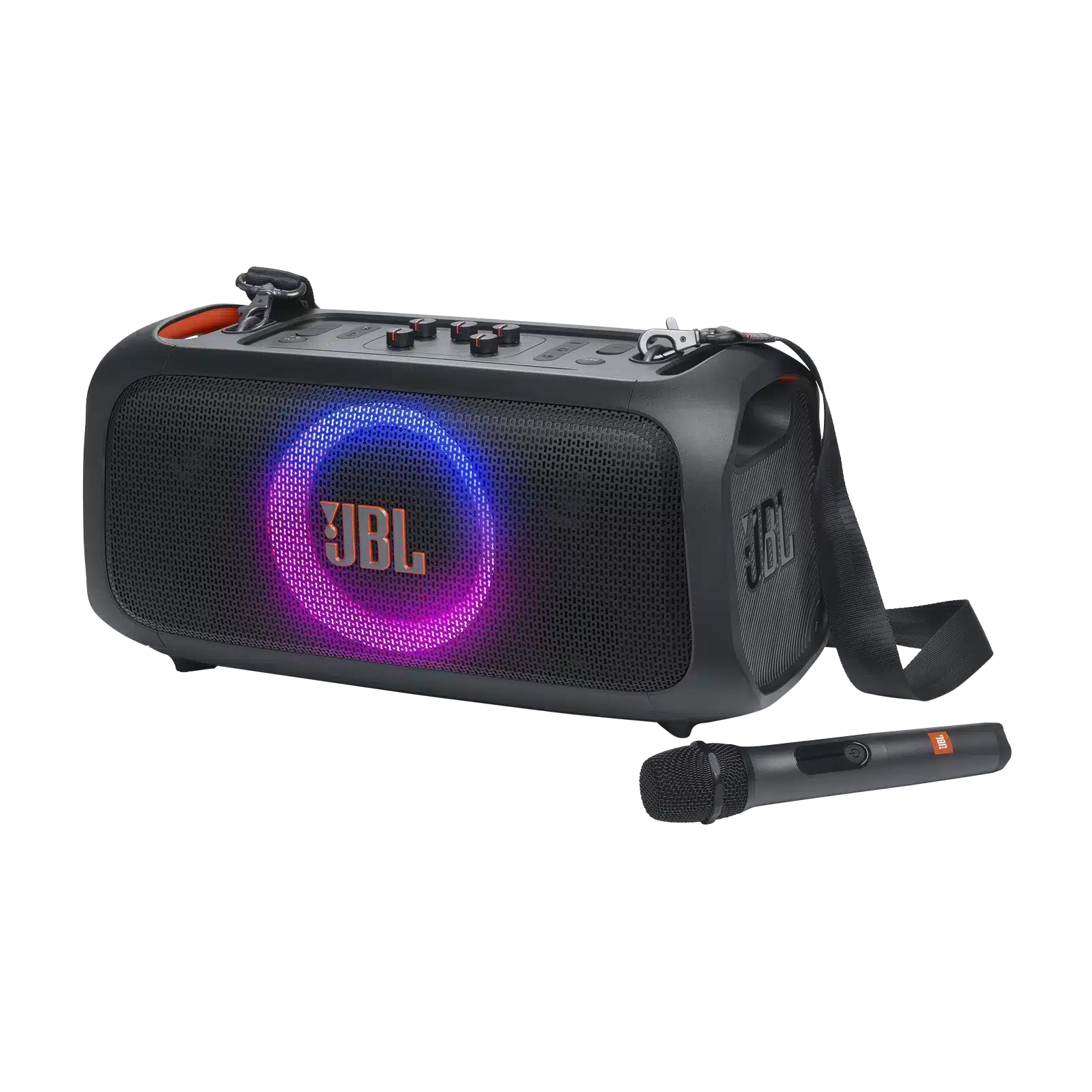 JBL_PARTYBOX_OTG_ESSENTIAL_3_4_RIGHT_2_MICS_46573_x1 (1) Caixa de som JBL PartyBox On-the-Go Essential - Imagem 1